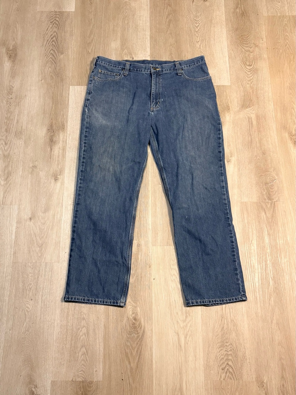 Carhartt Blue Jeans Mens Size 40” Straight Leg Medium Wash Workwear Blue Collar